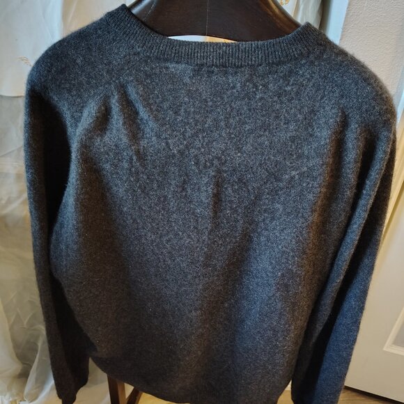 Men's 200% 2 Ply Gray XL Cashmere Sweater - Picture 6 of 7